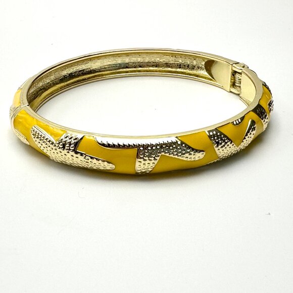 Golden Sunshine Starfish Clamper Bracelet — Size 7 1/4 — EUC - Picture 1 of 7